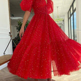 Black Mesh Starry Tulle Elegant Dresses