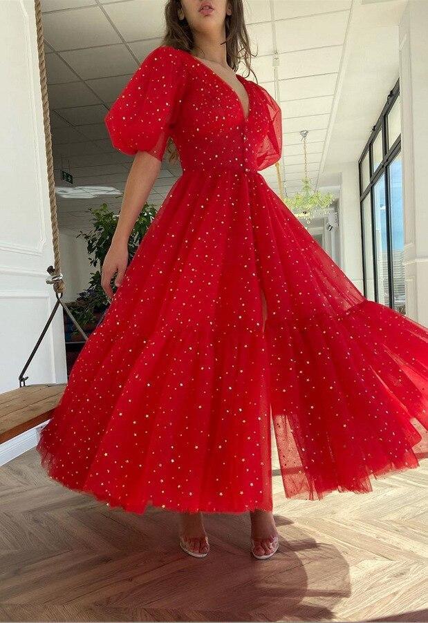 Black Mesh Starry Tulle Elegant Dresses