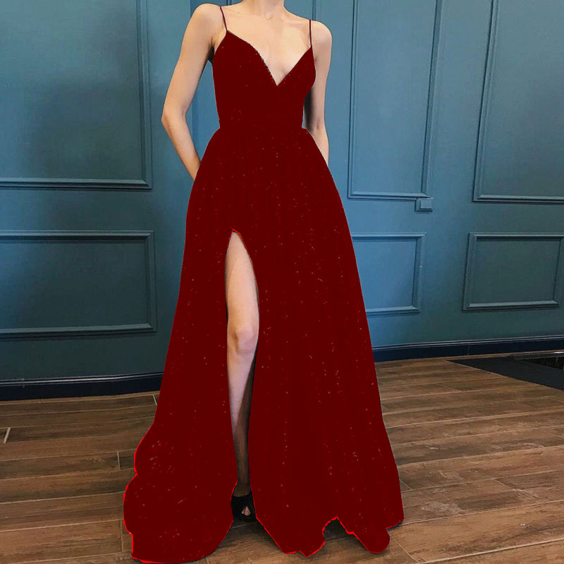 Black V-neck Prom Party Evening Dresses