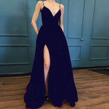 Black V-neck Prom Party Evening Dresses