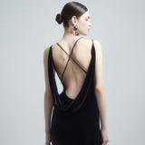 Black Camisole Backless Slim Fit Golden Floral Dress Maxi Dress Dress Batch