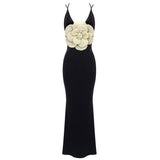 Black Camisole Backless Slim Fit Golden Floral Dress Maxi Dress Dress Batch