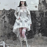 Original Madhouse Vintage Punk Niche Trailing Print Dress Gothic Light Lolita Suspender Dress