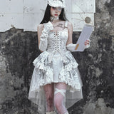 Original Madhouse Vintage Punk Niche Trailing Print Dress Gothic Light Lolita Suspender Dress