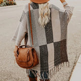 Women Clothes Patchwork Long Coat Female Winter Vintage Knitwear Sweaters Coat