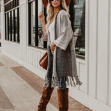 Women Clothes Patchwork Long Coat Female Winter Vintage Knitwear Sweaters Coat