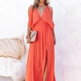 Summer Elegant Solid Color Beach Wear Maxi Dresses