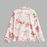 Bow Printed Button Pants Set