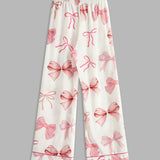 Bow Printed Button Pants Set