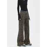 Printing High Waist Straight Streetwear Denim Pants