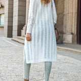 Sleeve Cardigan 2025 Autumn Women Turn Down Collar Knit Elegant Single Breasted Jumpers Coat