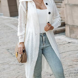 Sleeve Cardigan 2025 Autumn Women Turn Down Collar Knit Elegant Single Breasted Jumpers Coat