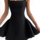 Chantal - Solid Pleated Ruffle Mini Dress