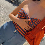 Strapless Knitted Tube Top Vest Hollow Out Sleeveless Summer Autumn Backless Y2K Tank Vintage Fashion Crop Tops