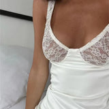 Elegant Sleeveless Lace Patchwork Mini Dress