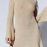 Elegant Fall Long Flare Sleeve Tie-up Mini Dress