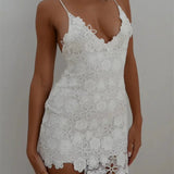 Elegant Lace Floral Summer Party Short Mini Dress