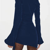 Elegant V-Neck Ruched 3D Flower Mini Dress