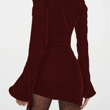 Elegant V-Neck Ruched 3D Flower Mini Dress