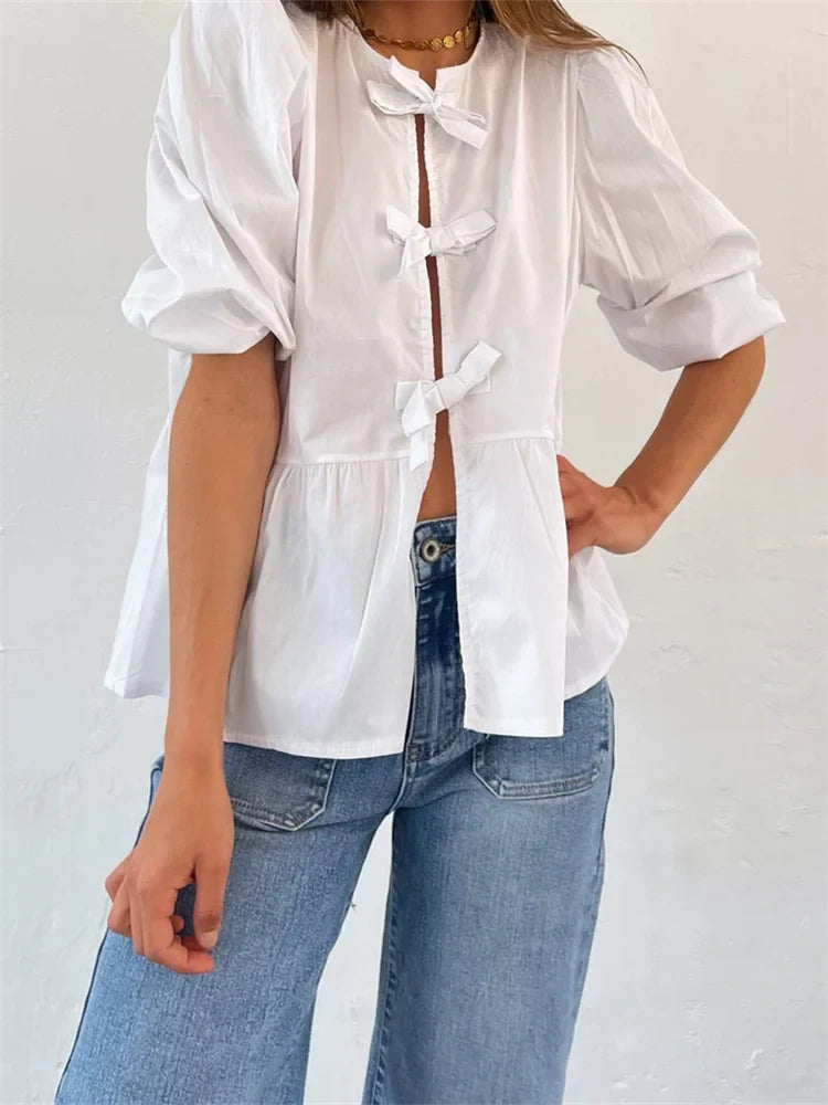 Fashion Women's Casual Short Sleeve O Neck Solid Color/Striped Streetwear Blouse