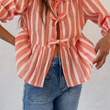 Fashion Women's Casual Short Sleeve O Neck Solid Color/Striped Streetwear Blouse