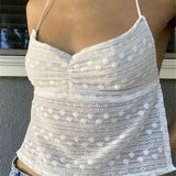White Fairycore 00s Retro Halter Aesthetics Sexy Backless Boho Beach Crop Tops