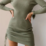 Spring Fall Party Solid Short Mini Dress