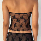 Bustiers Corsets Strapless Off Shoulder Party Clubwear Mesh See Through Mini Vest  New Crop Tops