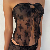 Bustiers Corsets Strapless Off Shoulder Party Clubwear Mesh See Through Mini Vest  New Crop Tops