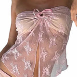 Bustiers Corsets Strapless Off Shoulder Party Clubwear Mesh See Through Mini Vest  New Crop Tops