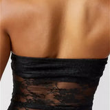 Strapless Off Shoulder Corsets Tube Party Mesh See Through Irregular Hem Mini Vest  Crop Tops