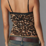 Cropped Camis Summer Ruched Spaghetti Strap Leopard/Floral Print Vest Clubwear  Crop Tops