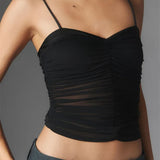 Cropped Camis Summer Ruched Spaghetti Strap Leopard/Floral Print Vest Clubwear  Crop Tops