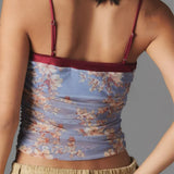 Cropped Camis Summer Ruched Spaghetti Strap Leopard/Floral Print Vest Clubwear  Crop Tops