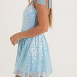 Sexy Sequined Summer Backless Tie-up Strap Mini Dress