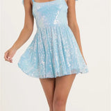 Sexy Sequined Summer Backless Tie-up Strap Mini Dress