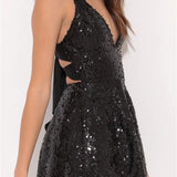 Sexy Sparkle Sequined Spaghetti Strap Backless Mini Dress