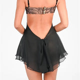 Sexy V-neck Backless Cutout Lace Floral Mini Dress