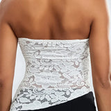 Sexy Summer Fashion Tube Sleeveless Lace Floral Bustiers Irregular Hem Corsets Mini Vest  Crop Tops