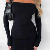 Slash Neck Off Shoulder Pencil Mini Dress