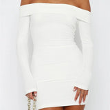 Slash Neck Off Shoulder Pencil Mini Dress