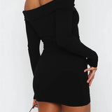 Slash Neck Off Shoulder Pencil Mini Dress