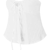 Ruched Tube for Women  Front Tie-up Ruffles Summer Party Clubwear Tank Mini Vest New Crop Tops