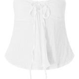 Ruched Tube for Women  Front Tie-up Ruffles Summer Party Clubwear Tank Mini Vest New Crop Tops