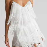 Tassels Sleeveless Spaghetti Strap Mini Dress