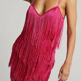 Tassels Sleeveless Spaghetti Strap Mini Dress