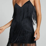 Tassels Sleeveless Spaghetti Strap Mini Dress