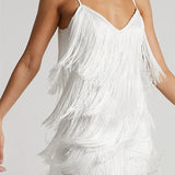 Tassels Sleeveless Spaghetti Strap Mini Dress