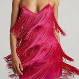 Tassels Sleeveless Spaghetti Strap Mini Dress