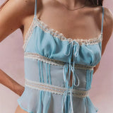 Adjustable Strap See Through V Neck Tank for Summer Mini Vest Crop Tops